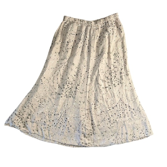 FLAX Floral 100% Linen Maxi Skirt Size Large Pink/Blush Lagenlook Cottagecore - Picture 6 of 6